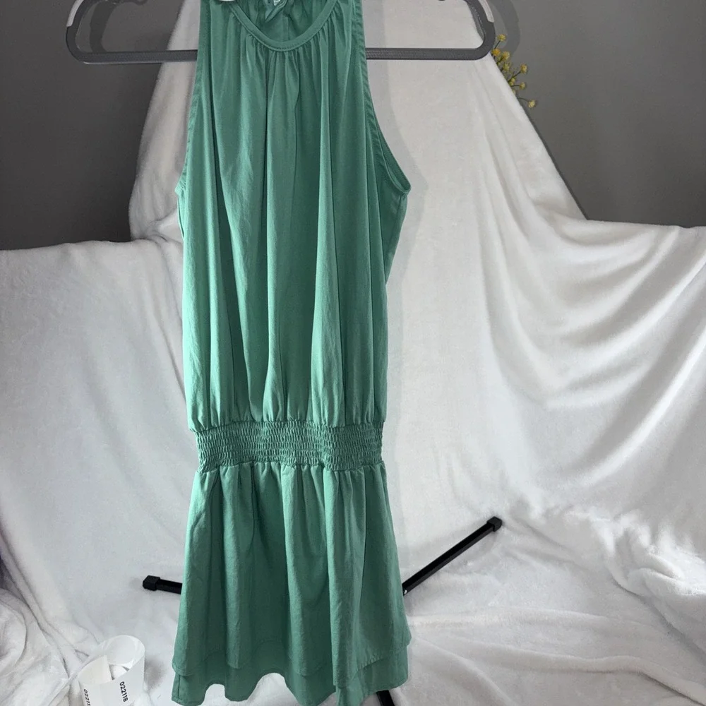 Wells Dress Emerald Green Smocked Waist‎ Halter Neck Tween Size 16 Preppy NWT